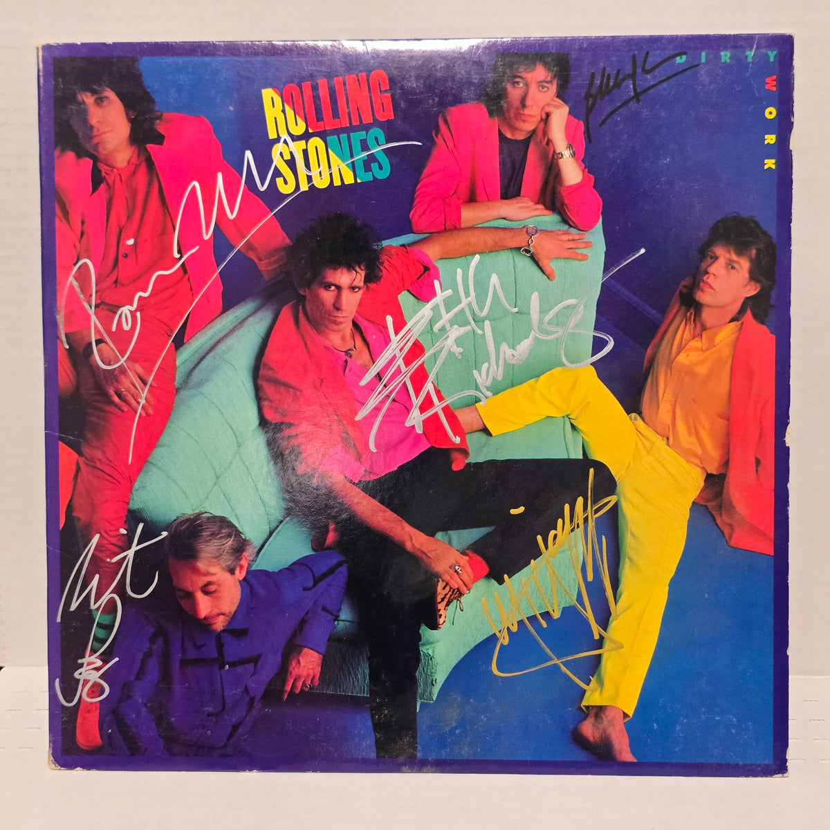 Rolling Stones - Dirty Works RL masterdisk - signed lp by 5 band members