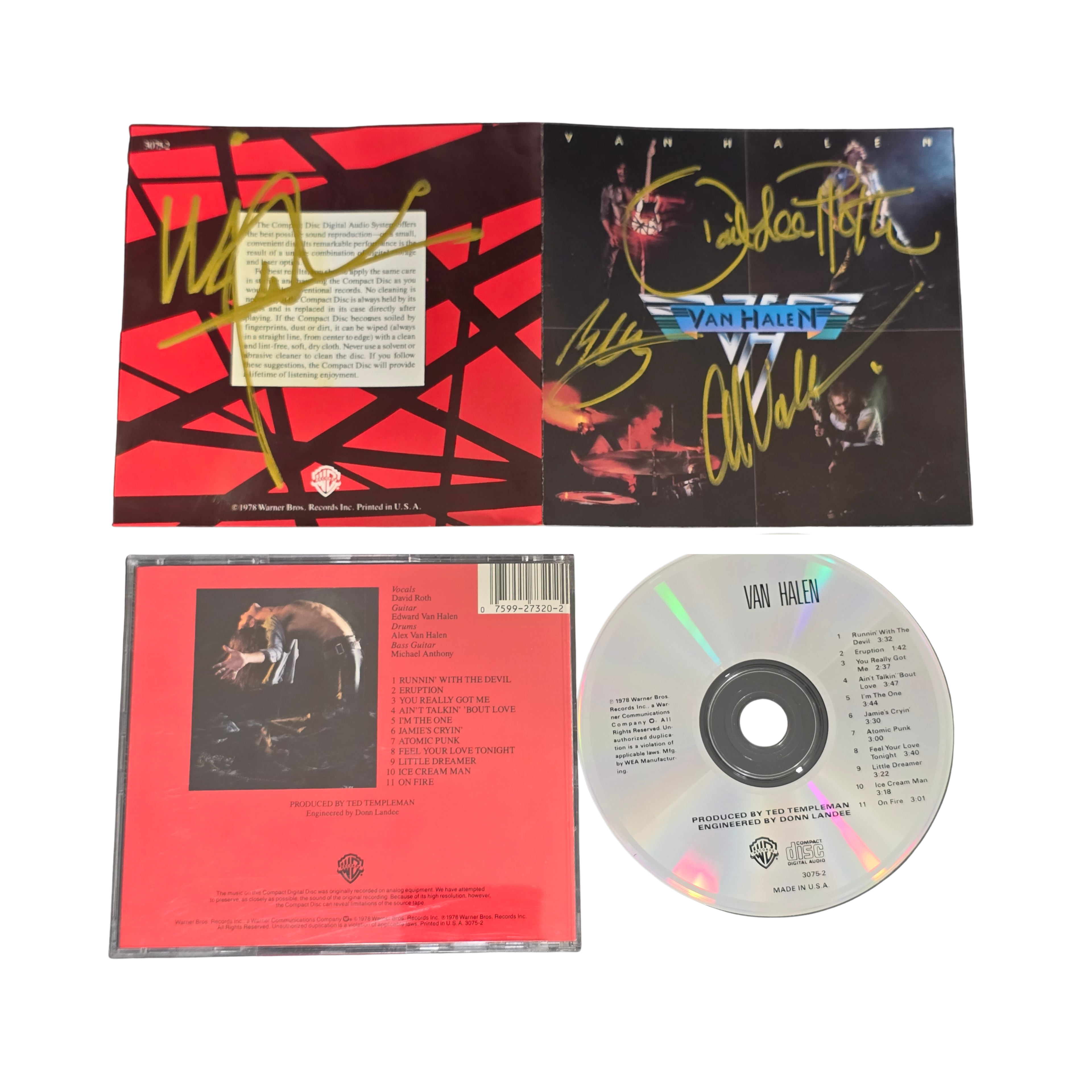 Van Halen - Signed cd - debut - signed cd by 4 band members
