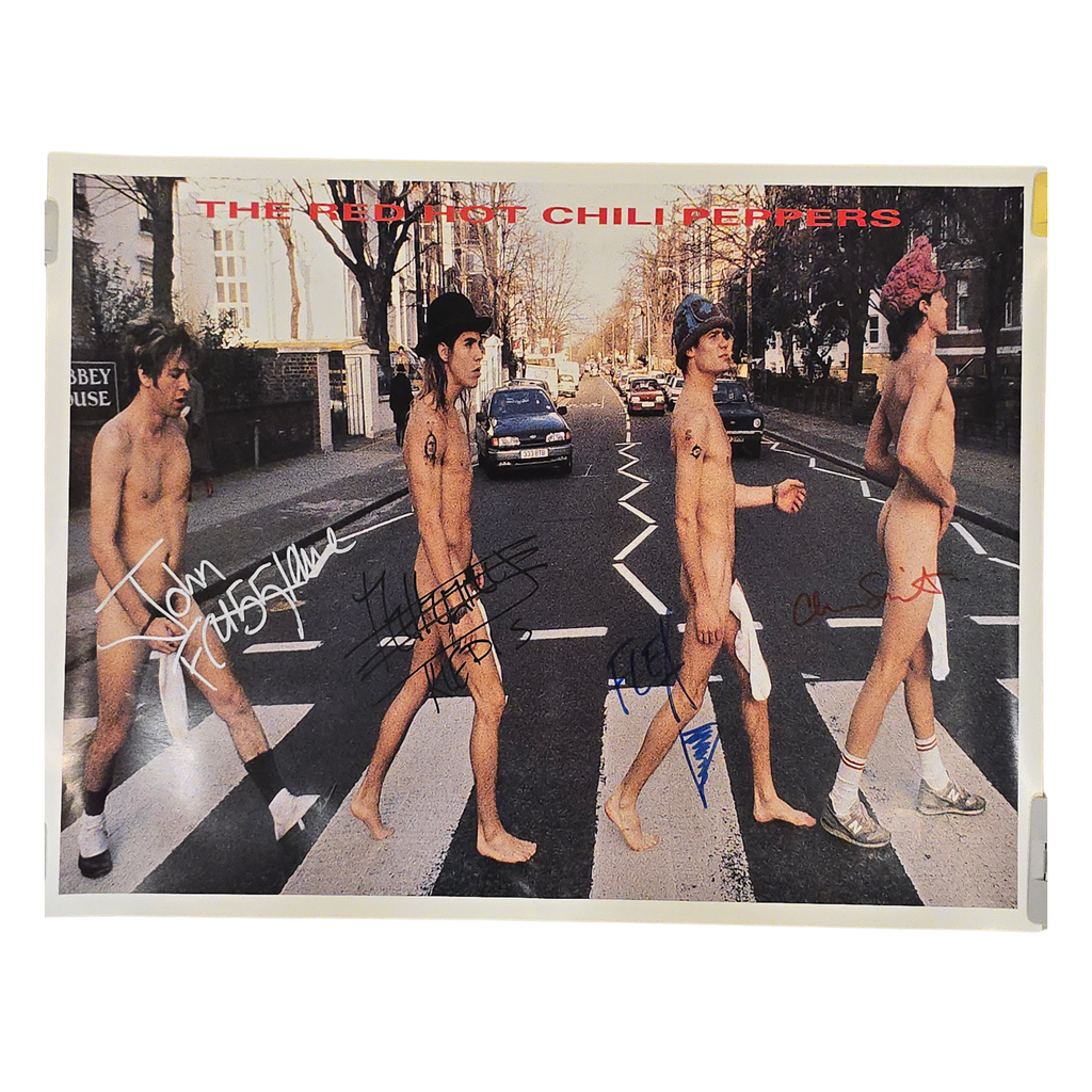 Red Hot Chili Peppers Abbey Road -  signed poster by 4 band members