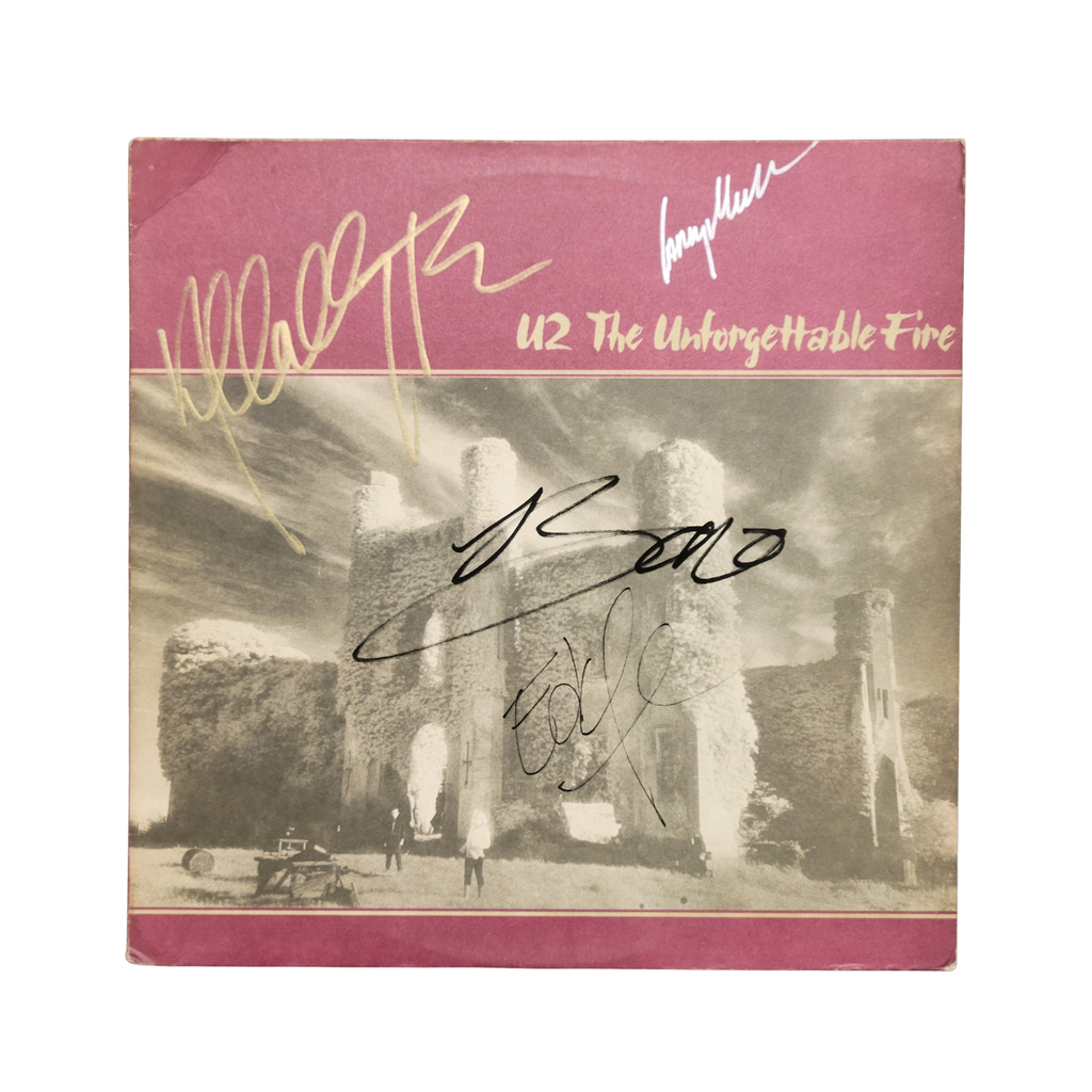 U2 -The Unforgettable Fire - signed lp by 4 band members