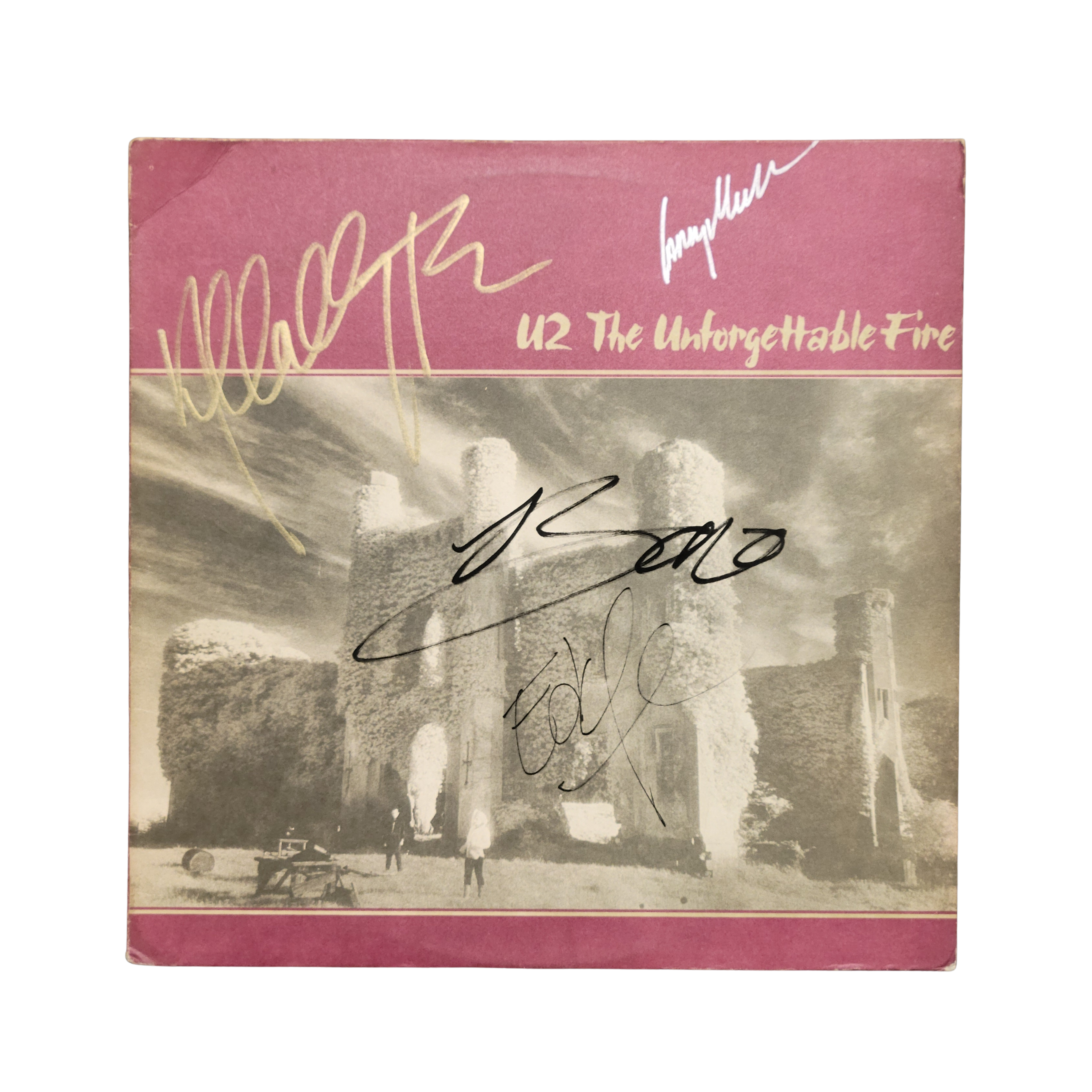 U2 -The Unforgettable Fire - signed lp by 4 band members