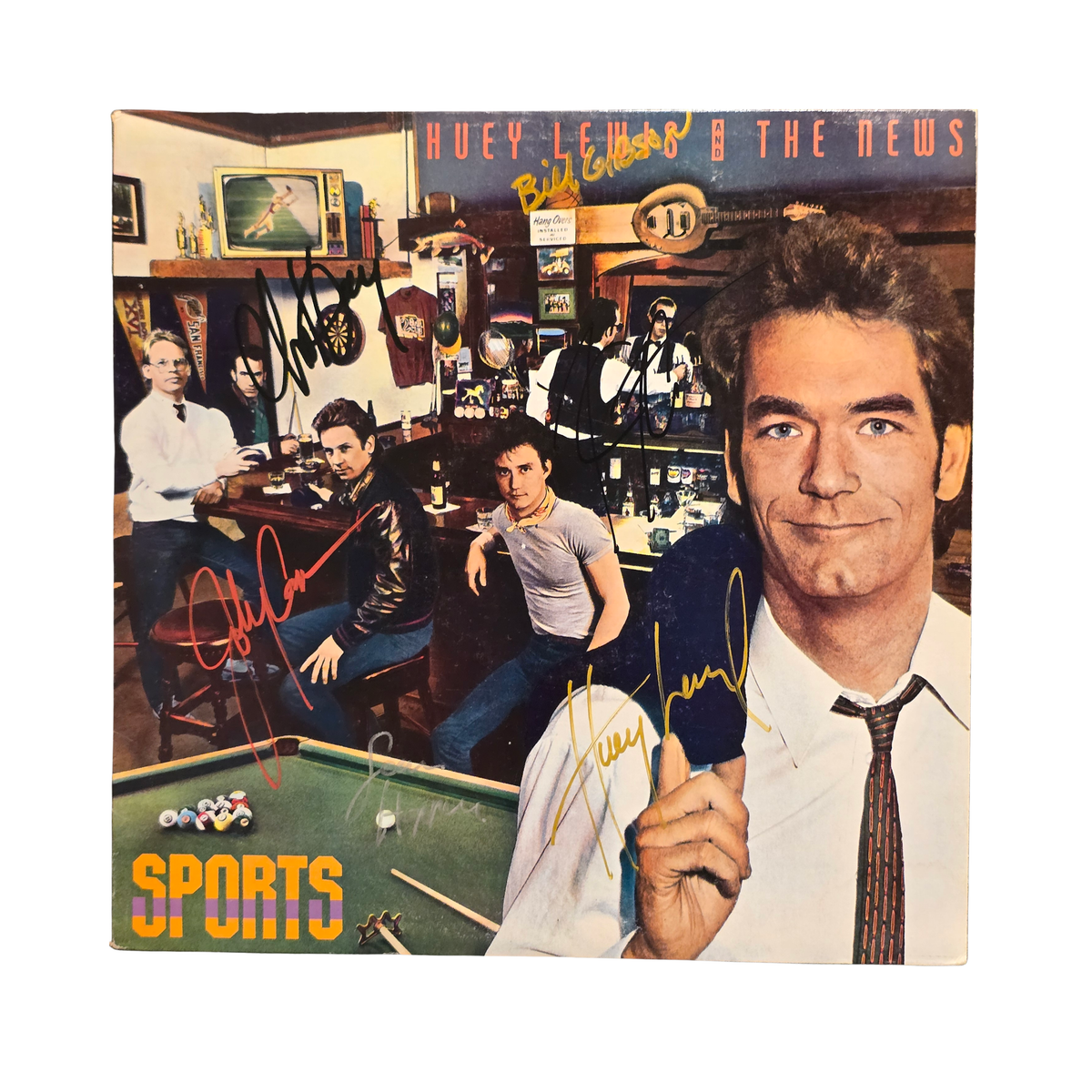 Huey Lewis and the News - Sports - signed lp by 5 band members