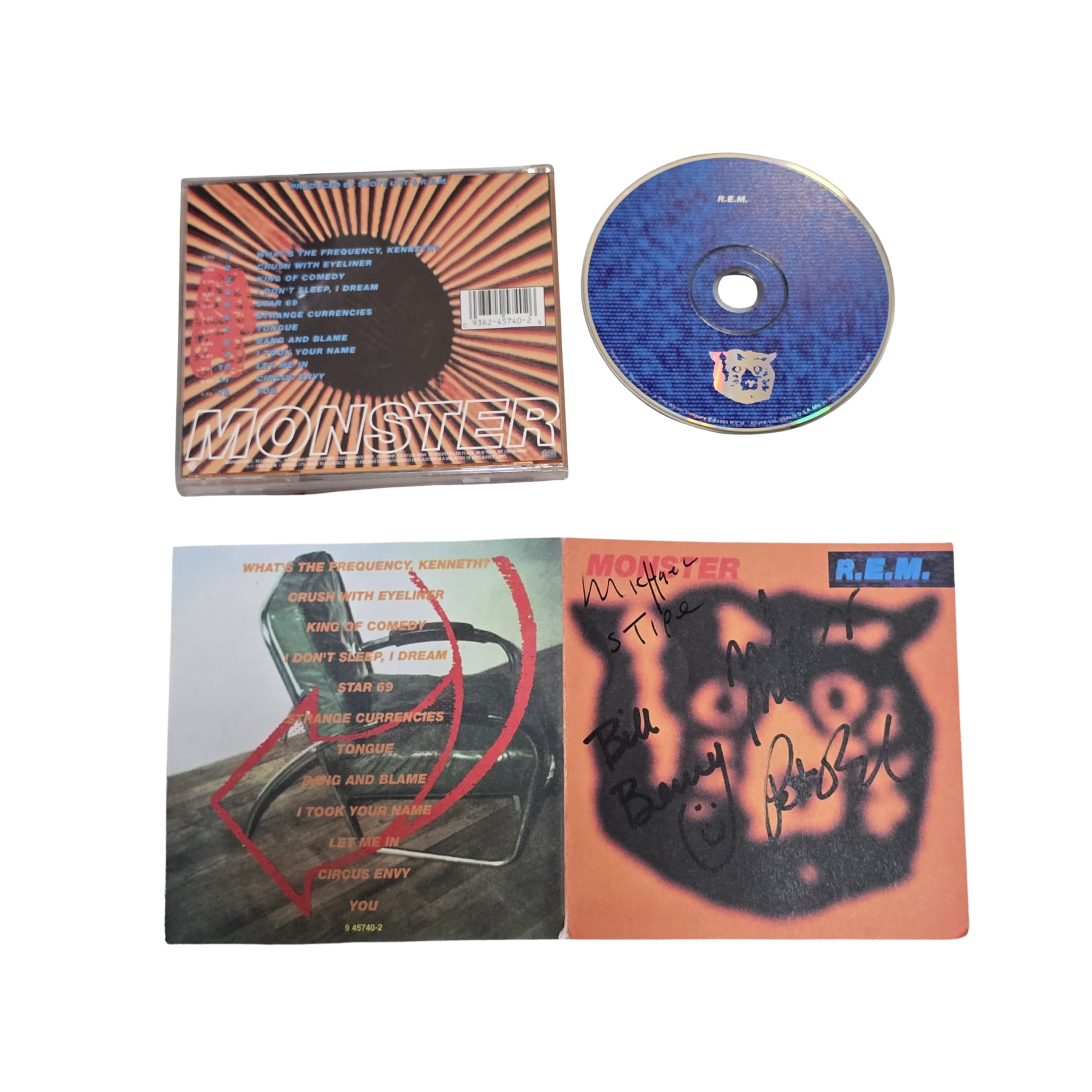 R.E.M. - Monster -  signed cd by 4 band members
