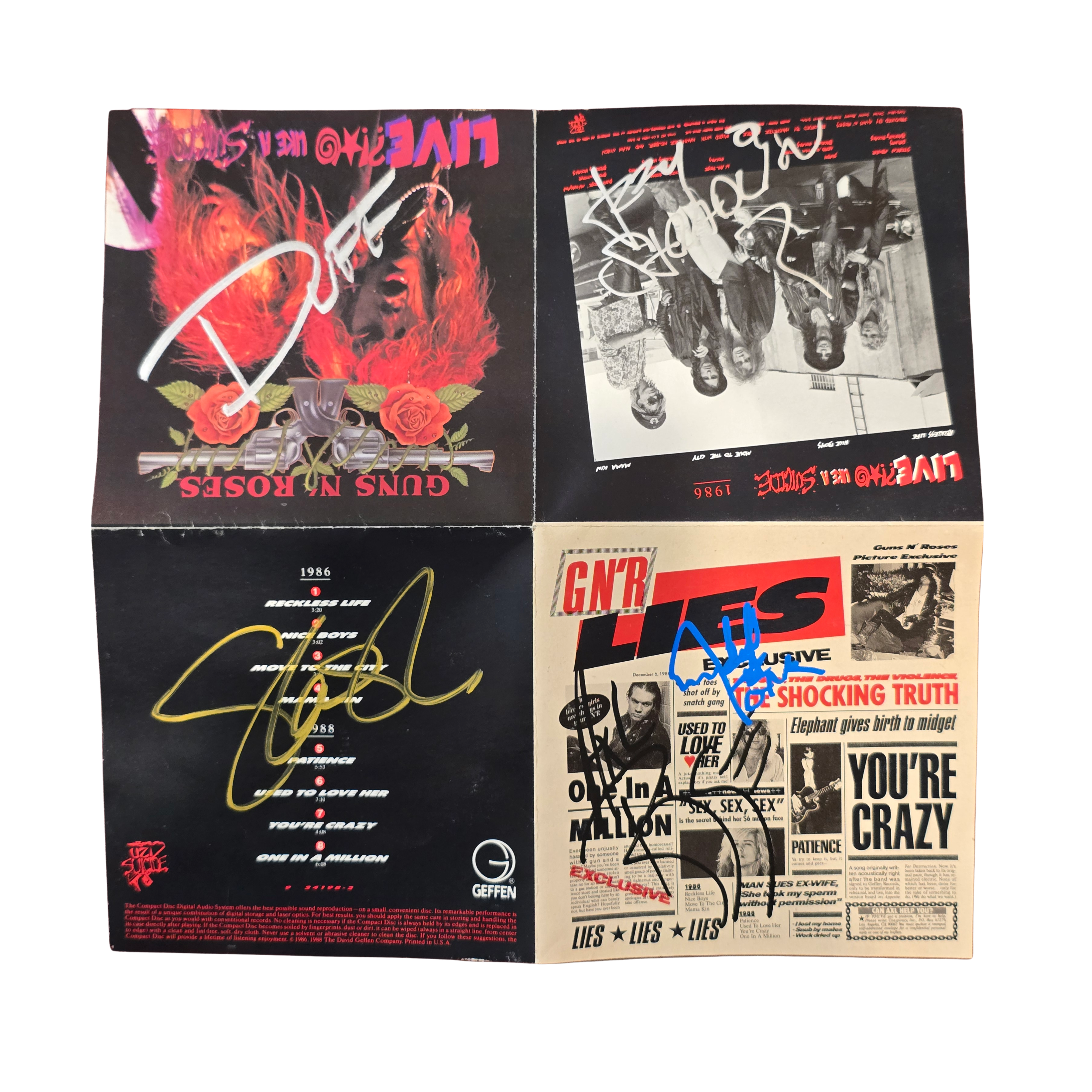 Guns N Roses - Lies - signed cd by 5 band members