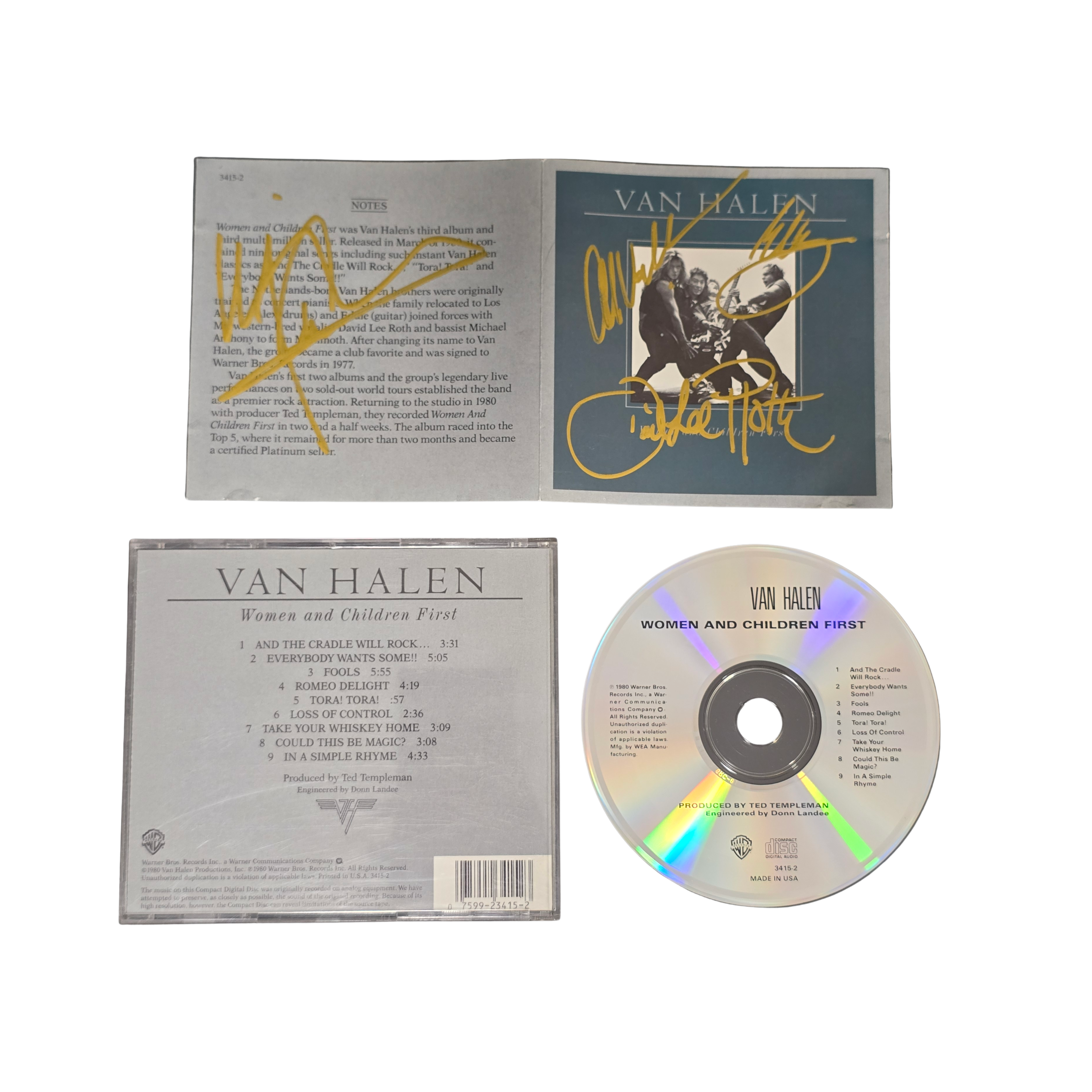 Van Halen - women and children first - signed cd by 4 band members
