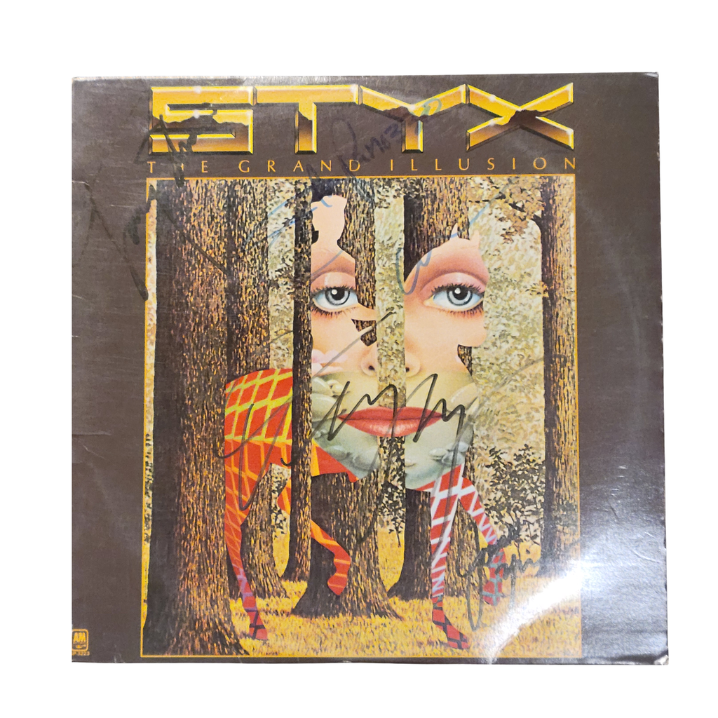 Styx - The Grand Illusion - signed lp by 5 band members
