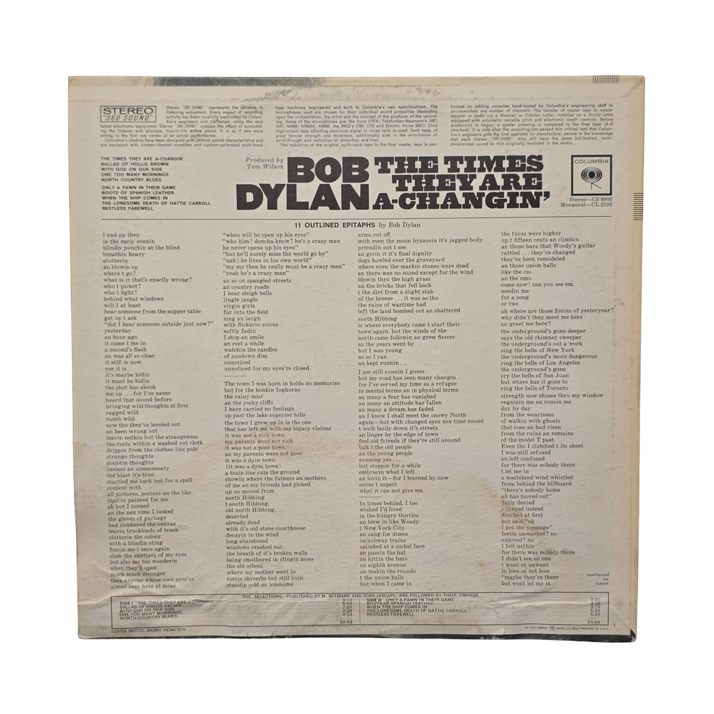 Bob Dylan - the Times they are a-changin - signed lp