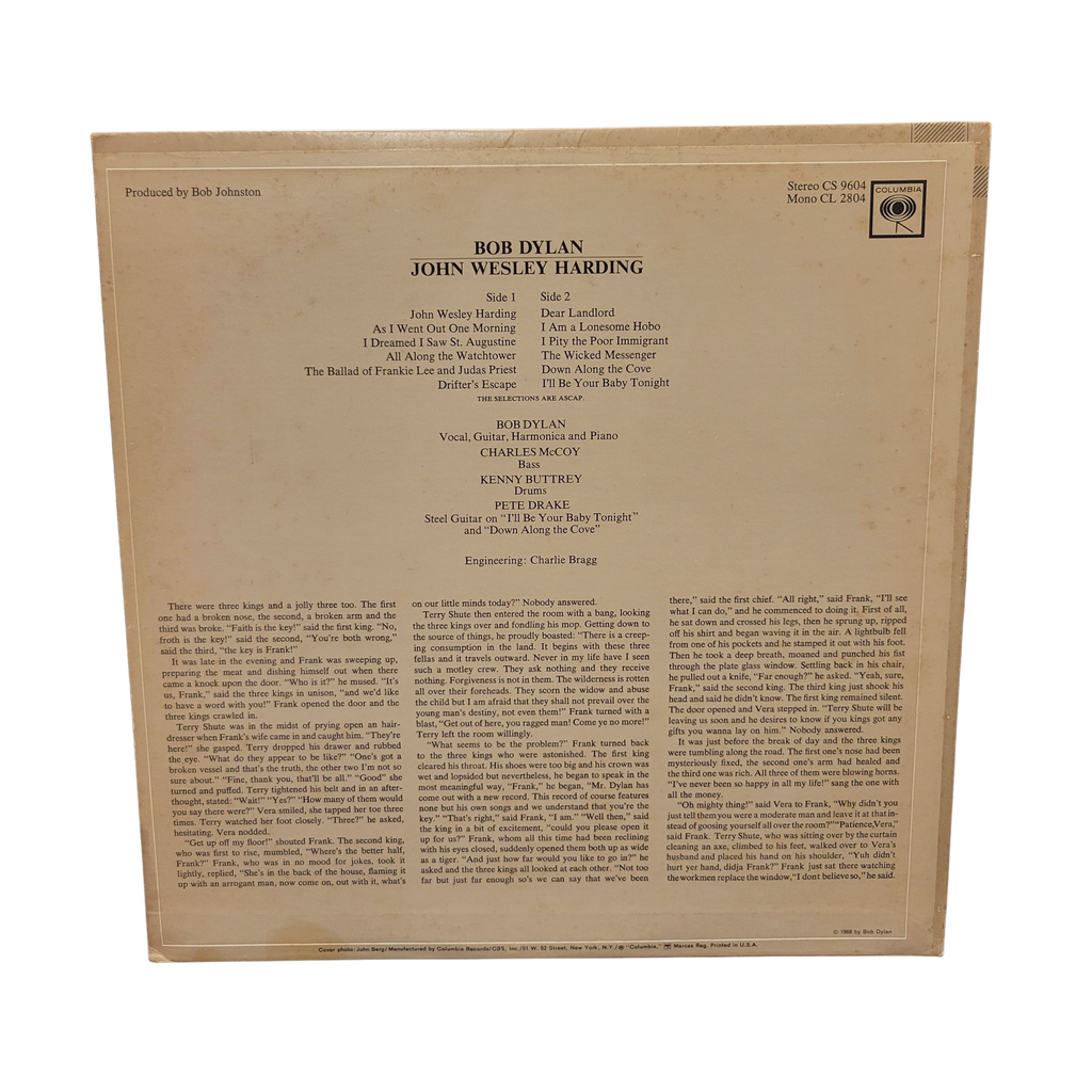 Bob Dylan  - John Wesley harding - signed lp