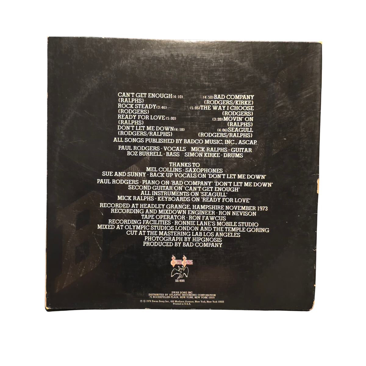 Bad Company - Self-Titled - signed lp by 4 band members