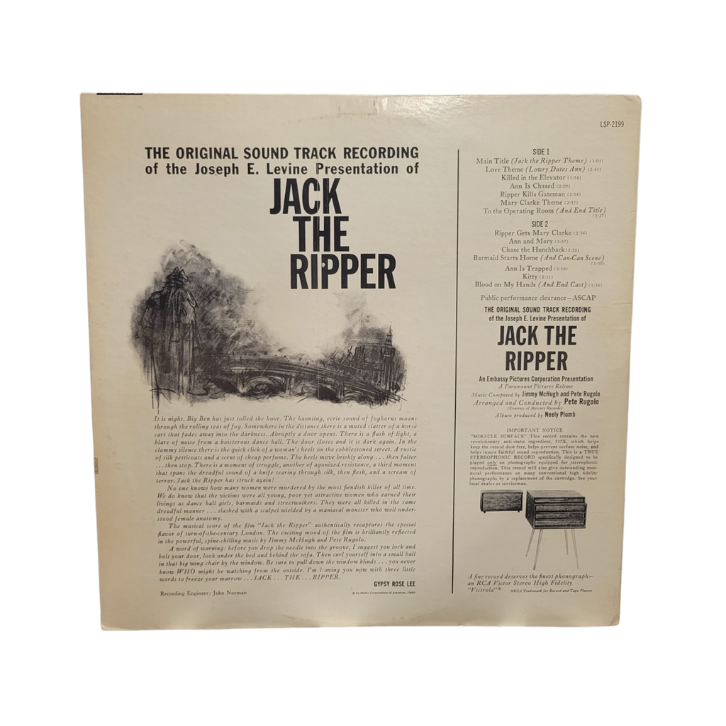 Jack the Ripper -  Soundtrack - signed lp by Jimmy Mchugh and Pete Rugolo