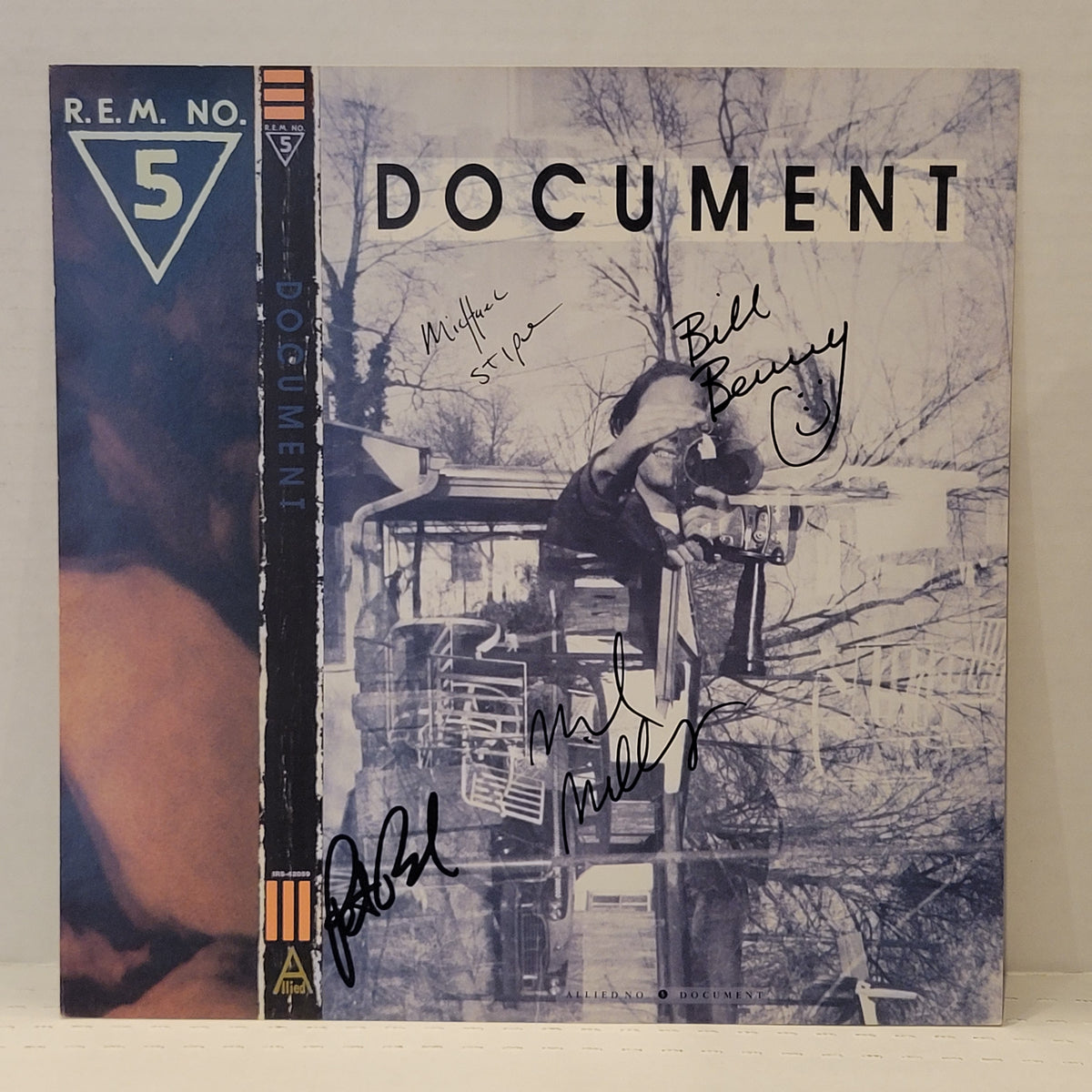 R.E.M. -  Document - signed promo poster by 4 band members