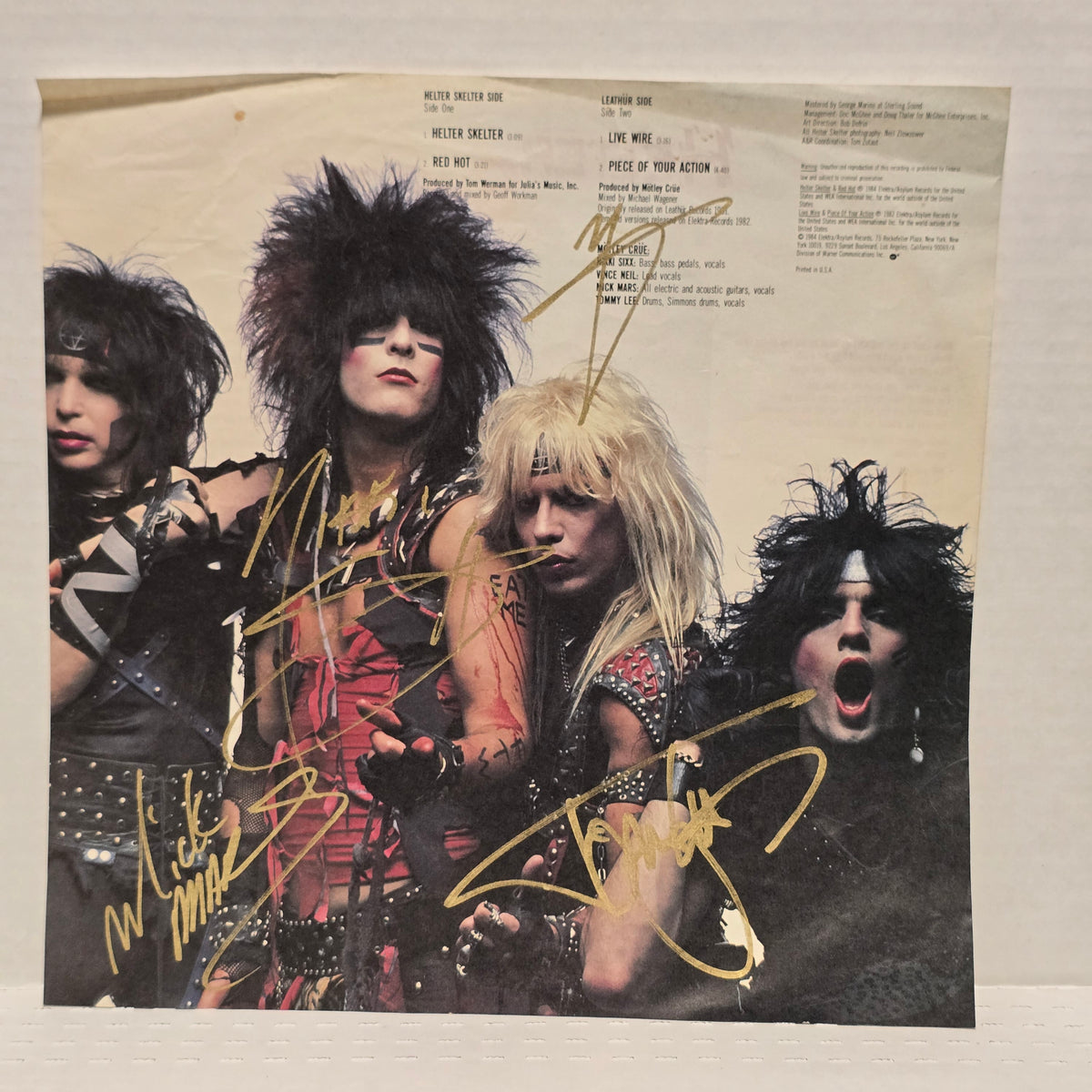 Motley Crue - Helter Skelter - signed insert sleeve by 4 band members