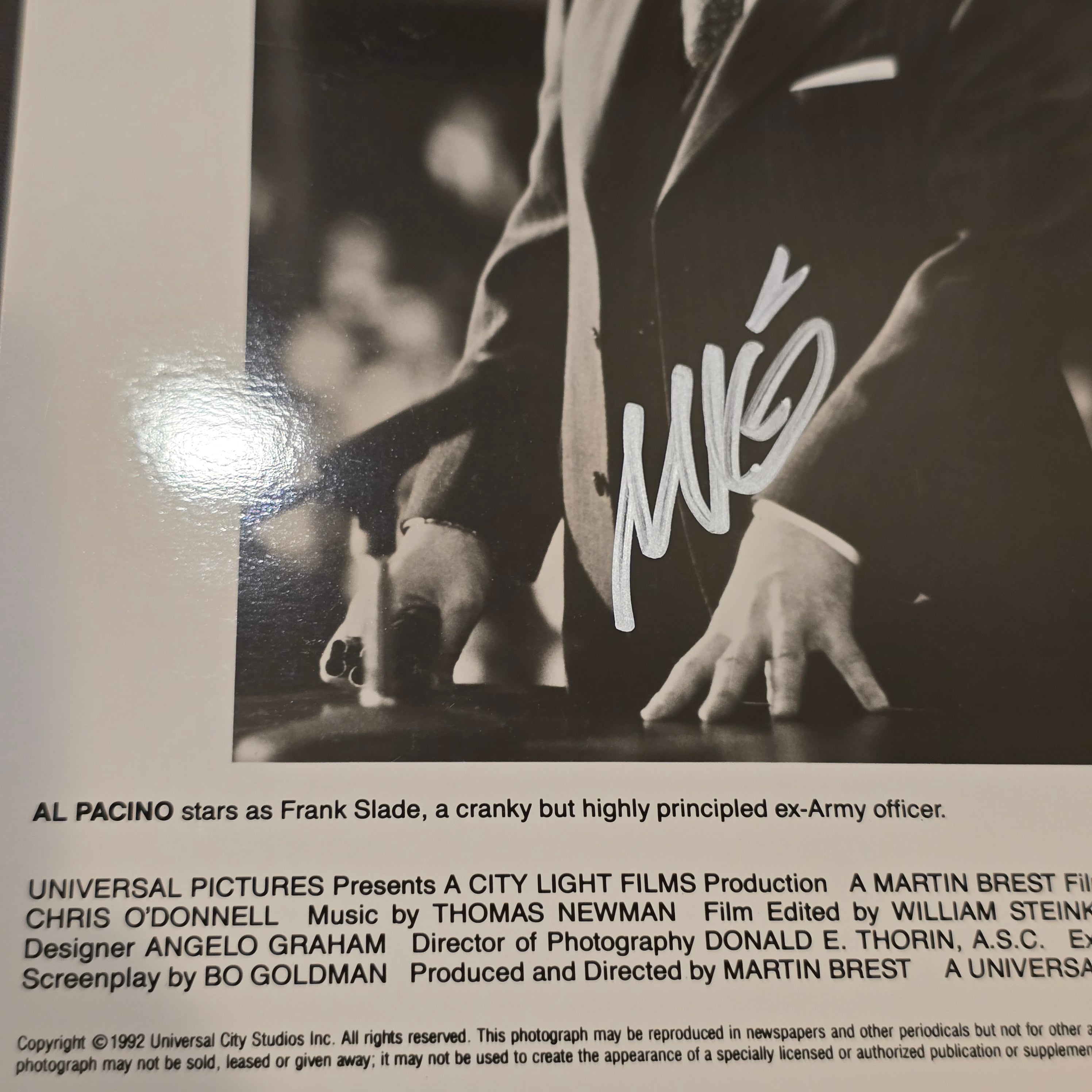 Al Pacino Signed Press Photo Scent of a Woman 1992, Original, Vintage, Great Gifts, 70s 80s 90s