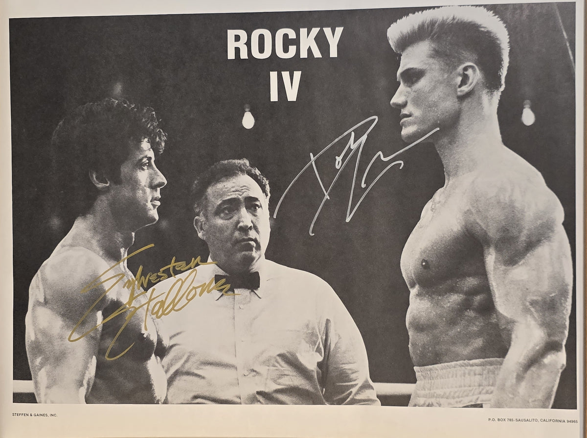 Rocky 4 - 1986 - signed poster by Sylvester Stallone and Dolph Lundgren