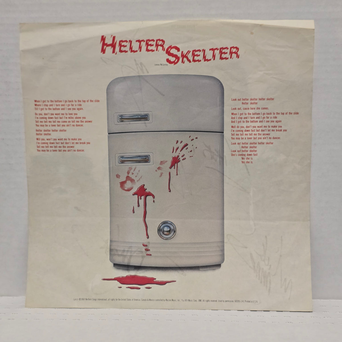 Motley Crue - Helter Skelter - signed insert sleeve by 4 band members