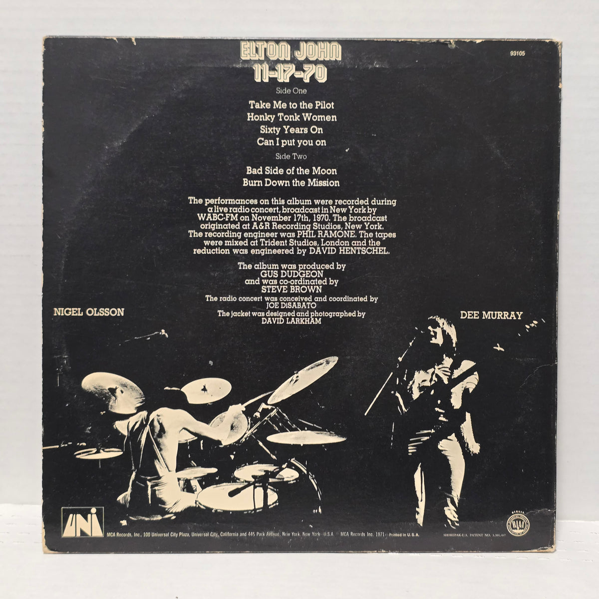 Elton John - 11-17-70 - signed lp