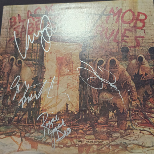 Black Sabbath signed lp Mob Rules, 4 members, Original, Vintage, Great Gifts, 60s 80s 90s