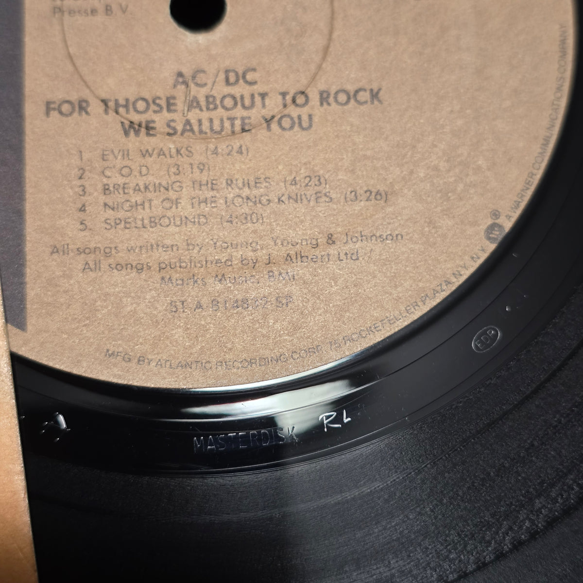 AC/DC - For Those About To Rock RL masterdisk - signed lp by 5 band members
