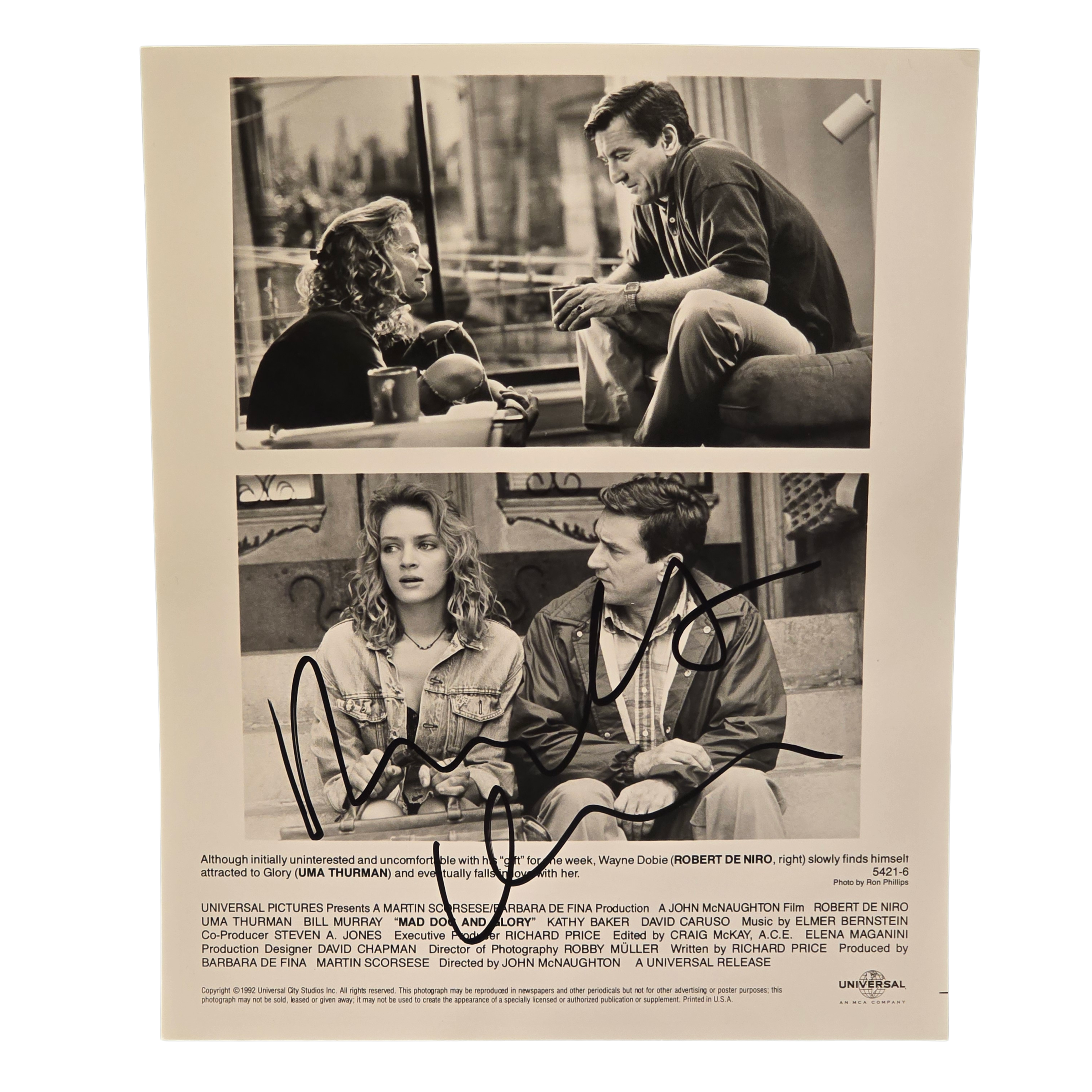 Robert De Niro - Mad Dog and Glory 1992 -  signed press photo