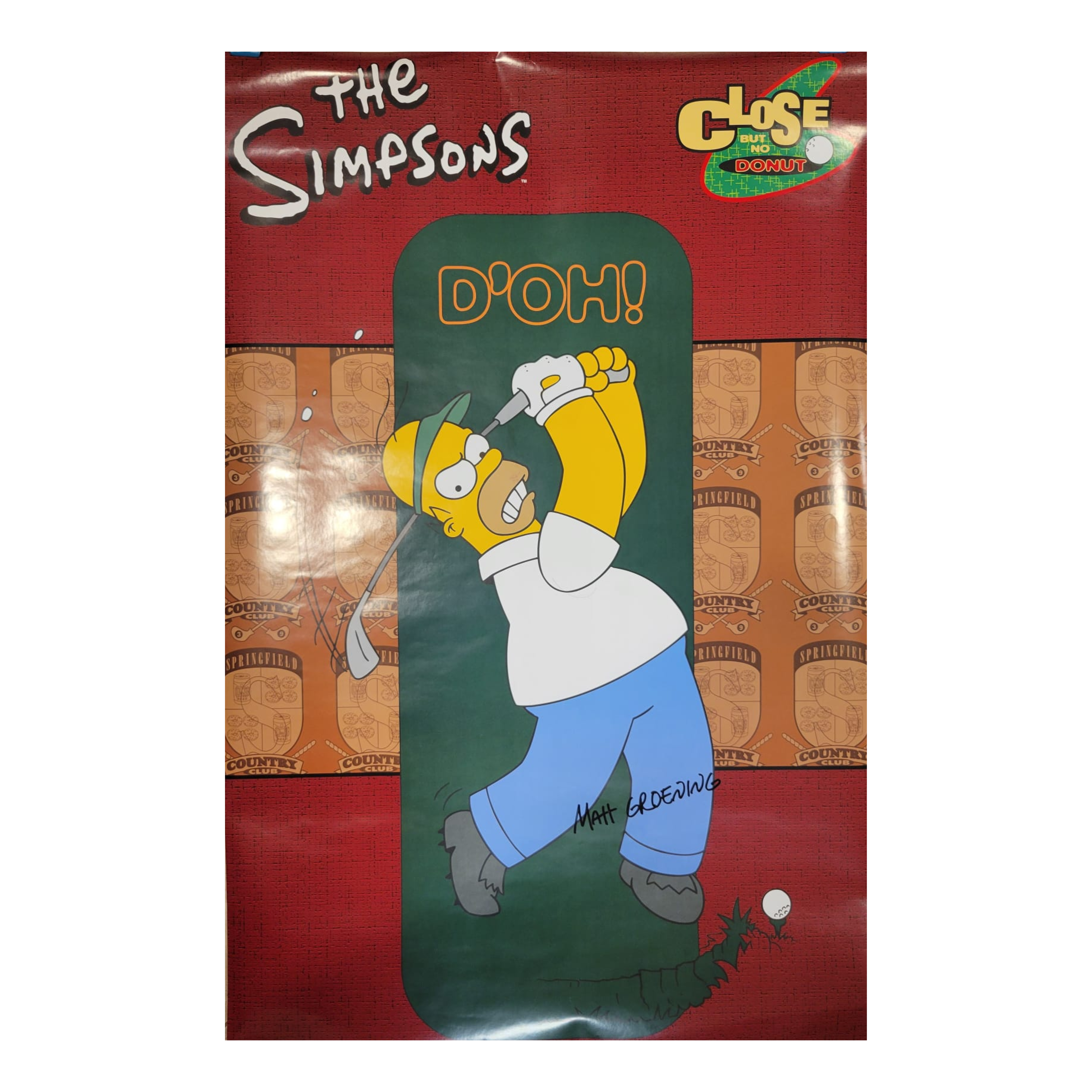 The Simpsons - Homer Simpson Close But No Donut - signed poster by Matt Groening