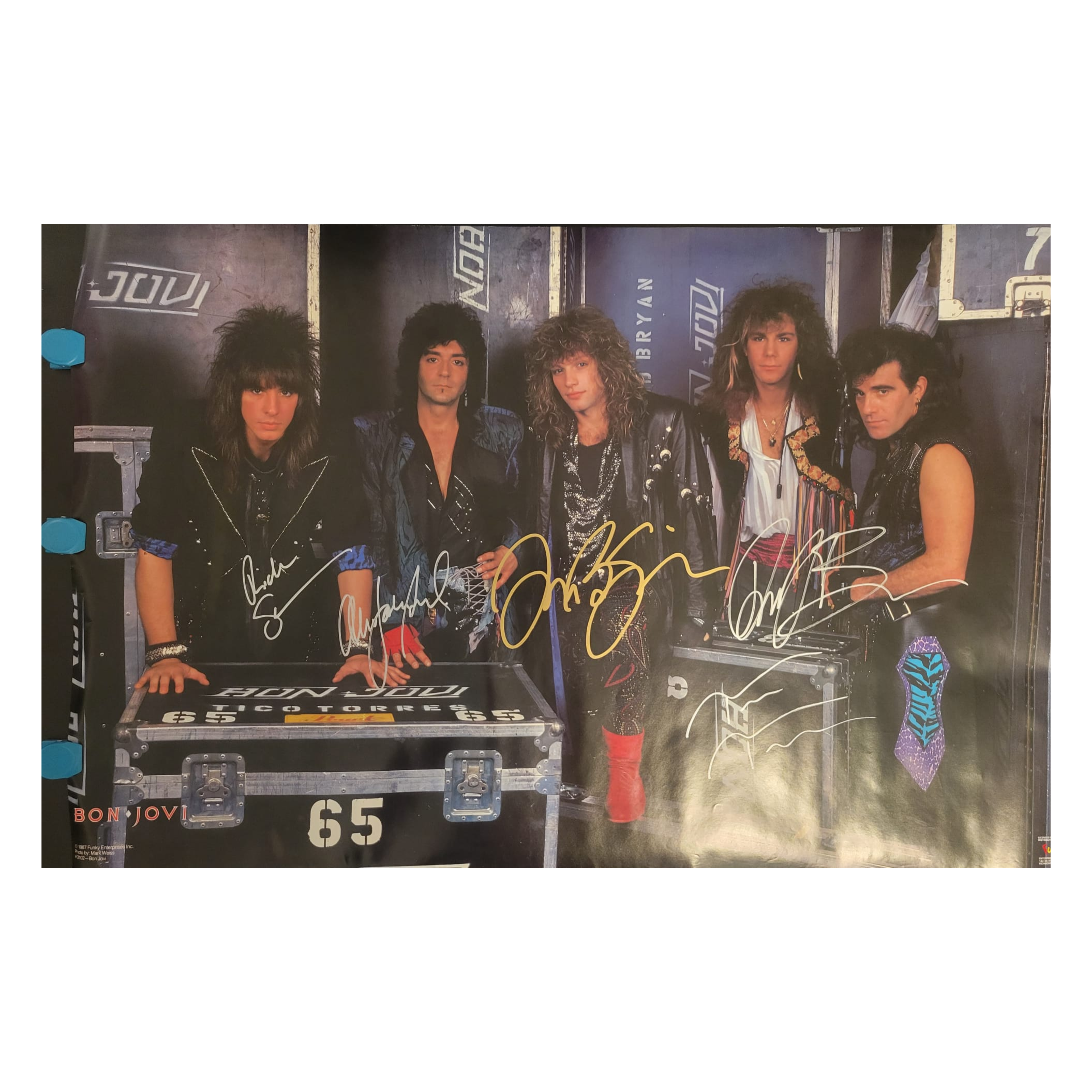 Bon Jovi - 1986 Tour - signed poster by all 5 members