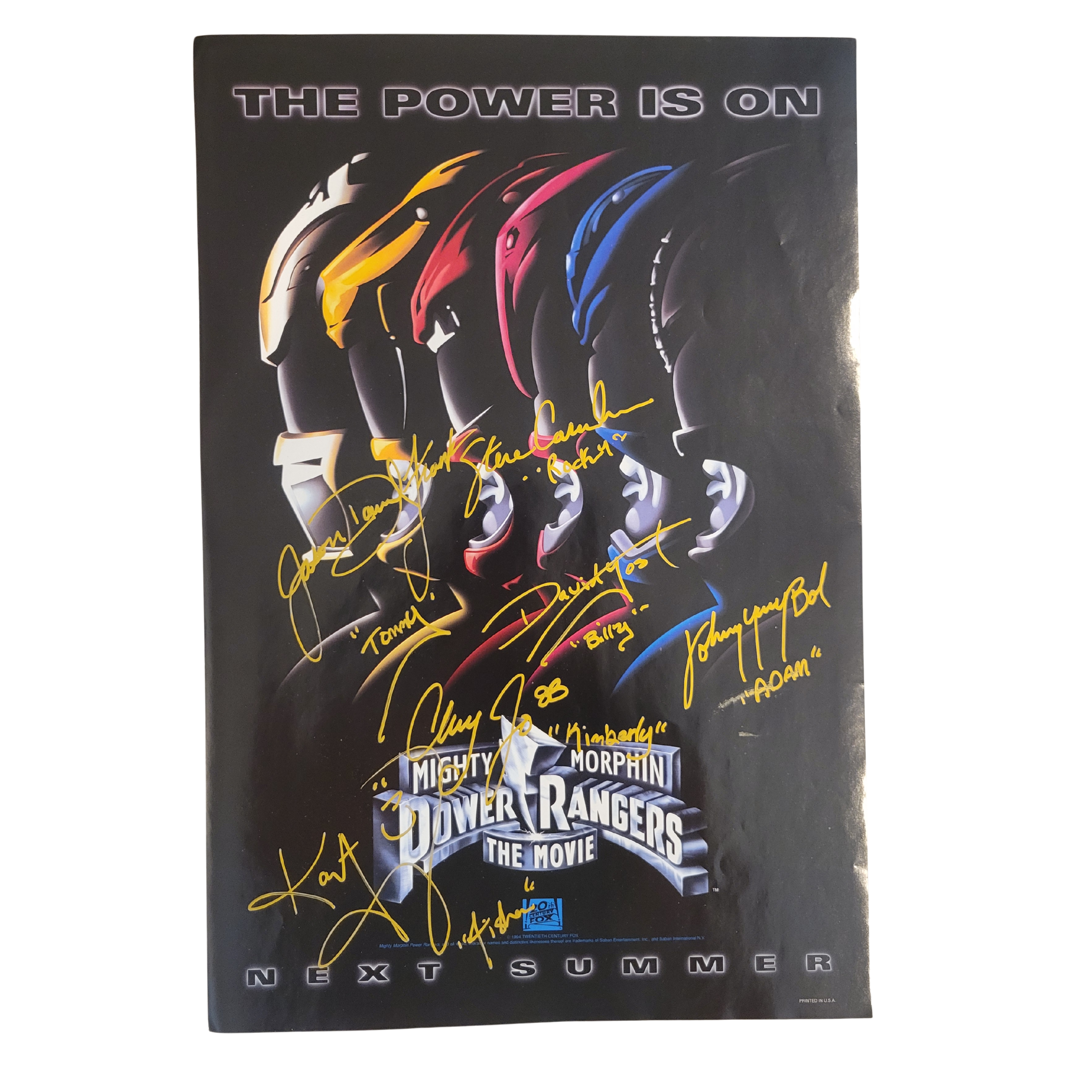 Power Rangers - 1995 Movie - signed promo poster all 6 actors